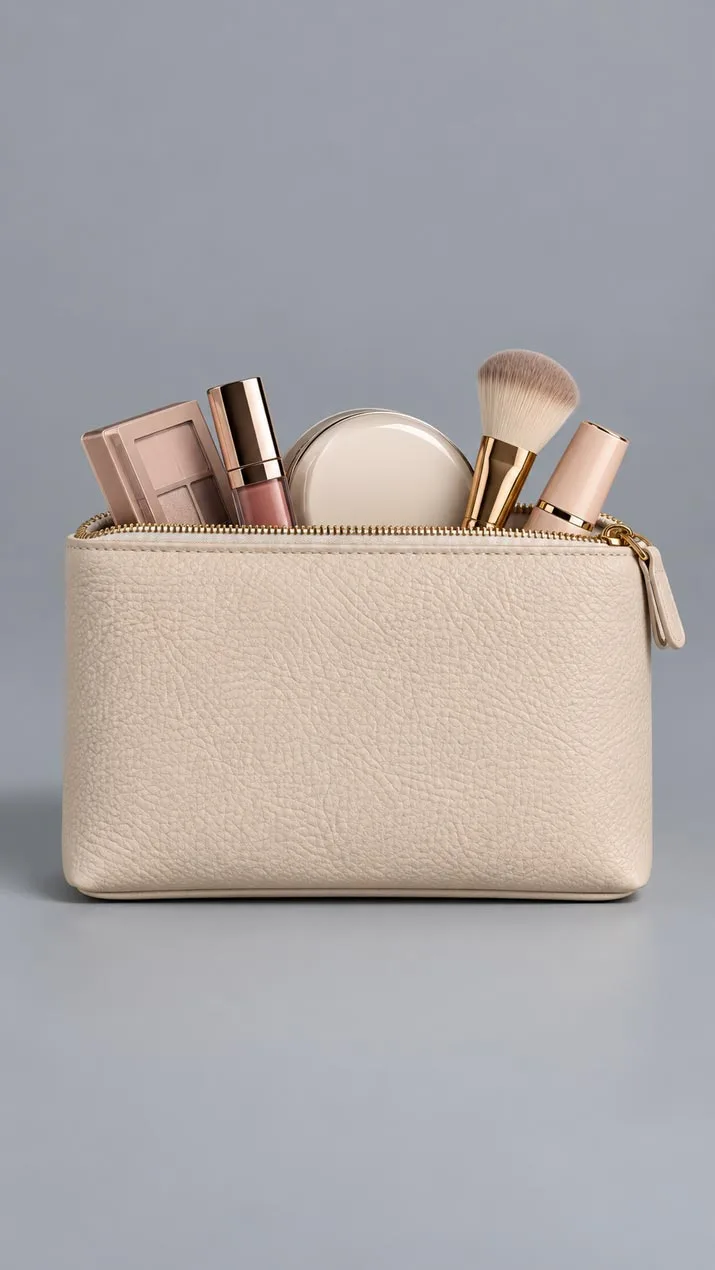Leather Corporate Gift Set - Leather Cosmetic Pouch and Leather Eyewear Case Ivory image 2
