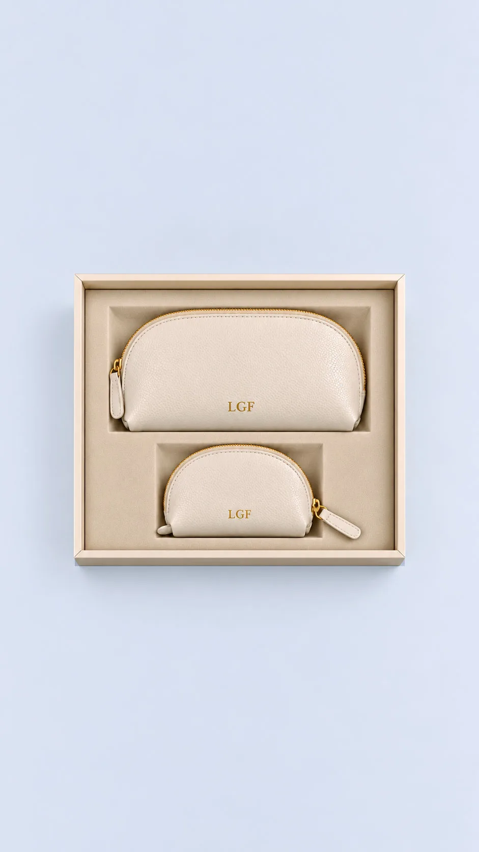 Leather Corporate Gift Set - Leather Cosmetic Bag and Leather Makeup Bag Ivory image 1